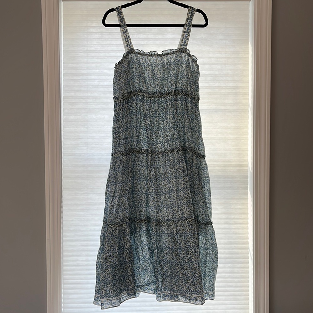 Max Studio Floral Tiered Midi Dress Sleeveless Boho Peasant Size XL-❤️ Print